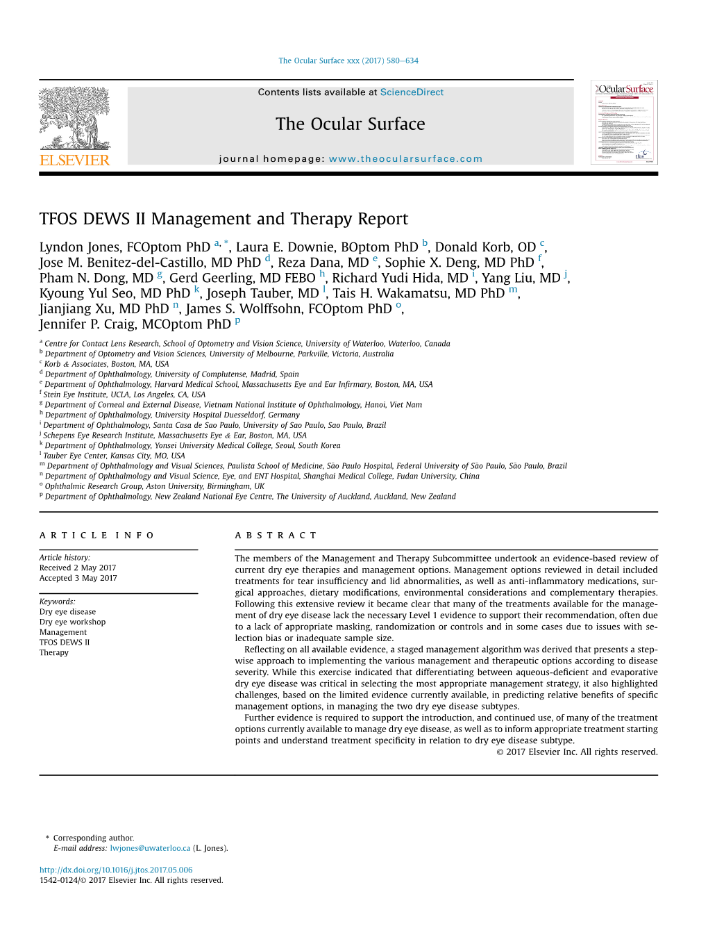 TFOS DEWS II Management and Therapy Report