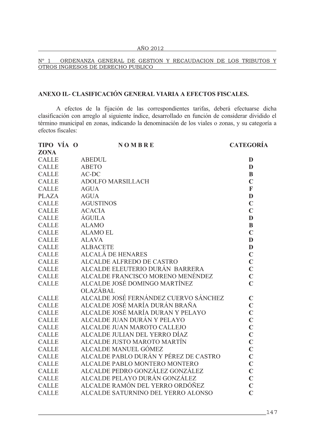 Anexo Ii.- Clasificación General Viaria a Efectos Fiscales