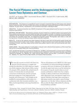 The Facial Platysma and Its Underappreciated Role in Lower