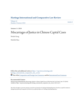Miscarriages of Justice in Chinese Capital Cases Moulin Xiong