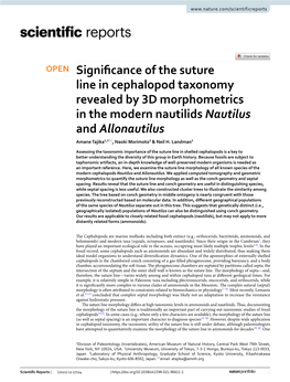 Significance of the Suture Line in Cephalopod Taxonomy Revealed by 3D Morphometrics in the Modern Nautilids Nautilus and Allonau