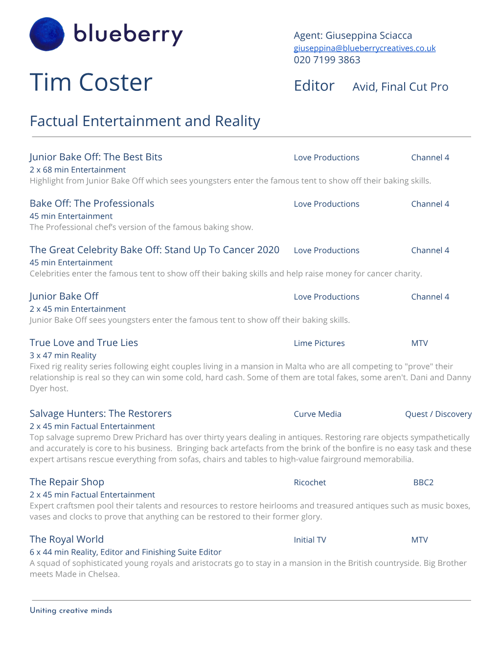 Tim Coster Editor Avid, Final Cut Pro
