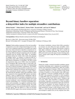 Beyond Binary Baseflow Separation: a Delayed-Flow Index for Multiple Streamflow Contributions