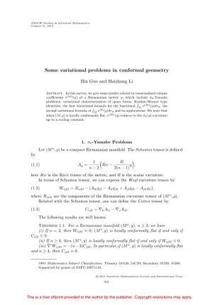 Some Variational Problems in Conformal Geometry