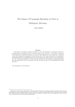 The Impact of Campaign Spending on Votes in Multiparty Elections