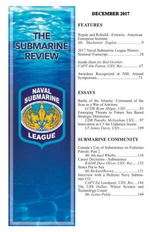 The Submarine Review December 2017 Paid Dulles, Va Dulles, Us Postage Permit No