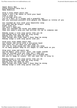 Download Reba Mcentire Song Sweet Music Man As PDF File