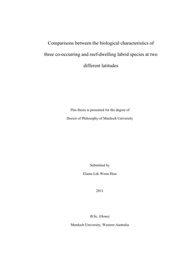 Comparisons Between the Biological Characteristics of Three Co-Occurring and Reef-Dwelling Labrid Species at Two Different Latit