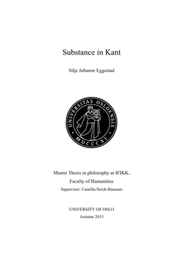 Substance in Kant