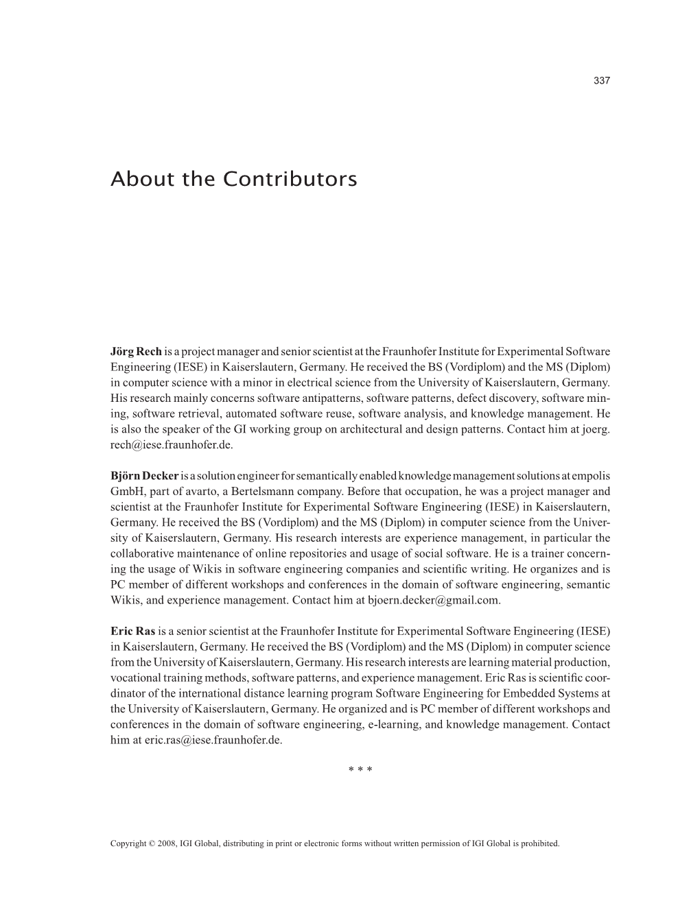 About the Contributors