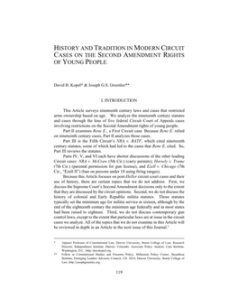 History and Tradition in Modern Circuit Cases on the Second Amendment Rights of Young People