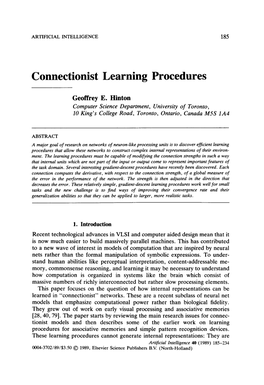 Connectionist Learning Procedures
