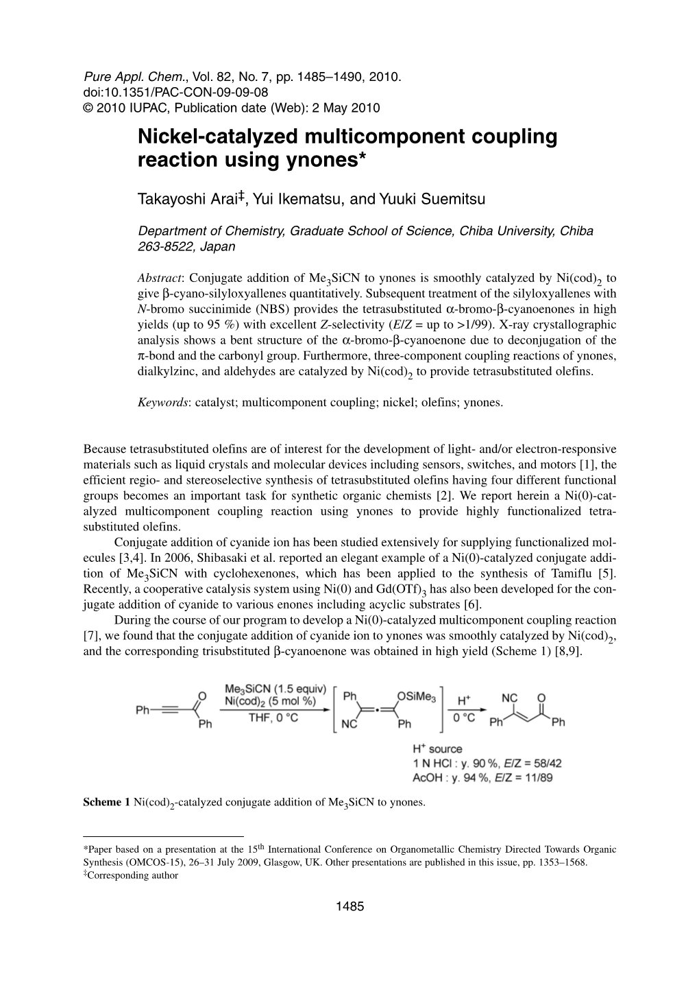 Nickel-Catalyzed Multicomponent Coupling Reaction Using Ynones*