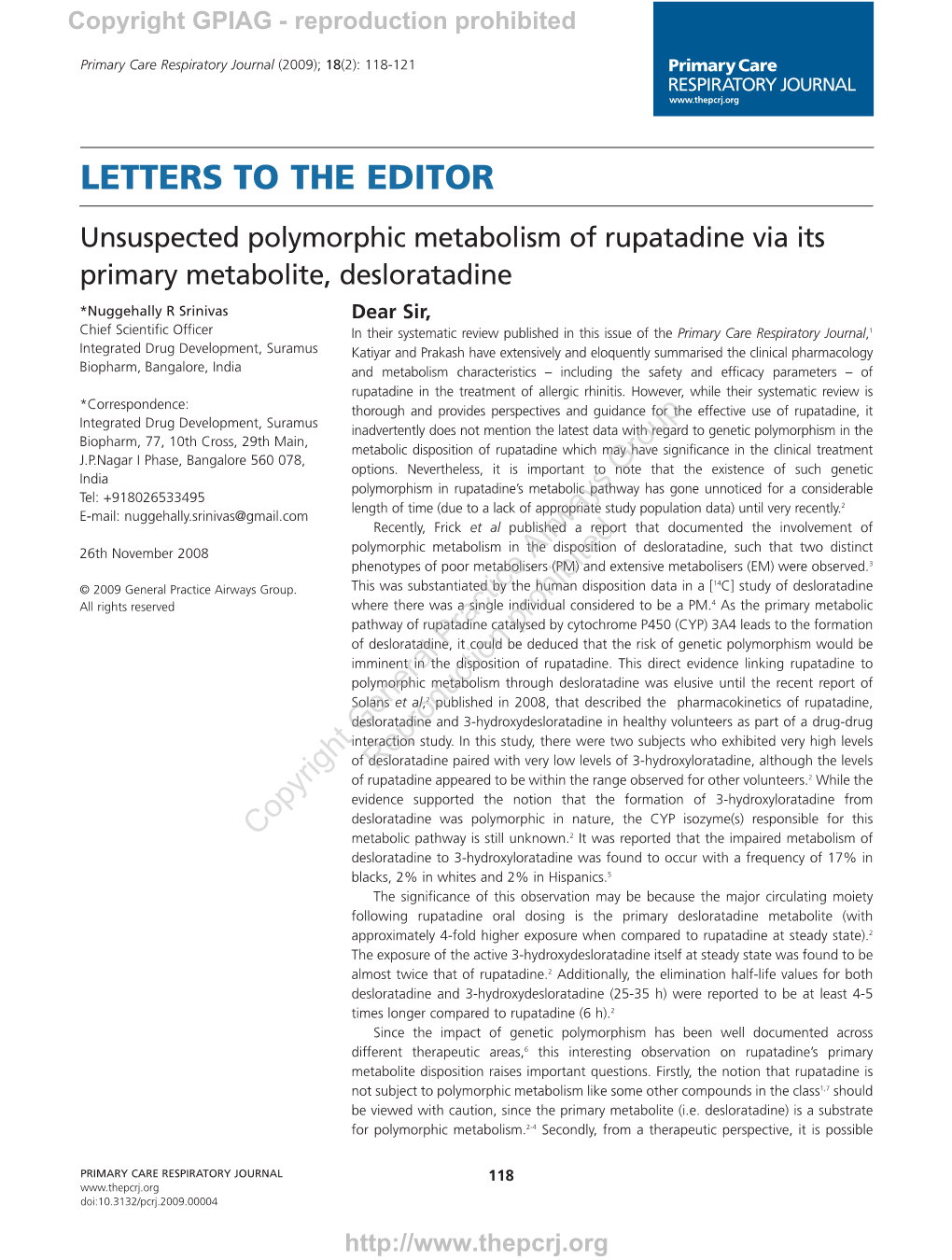 Unsuspected Polymorphic Metabolism of Rupatadine Via Its Primary