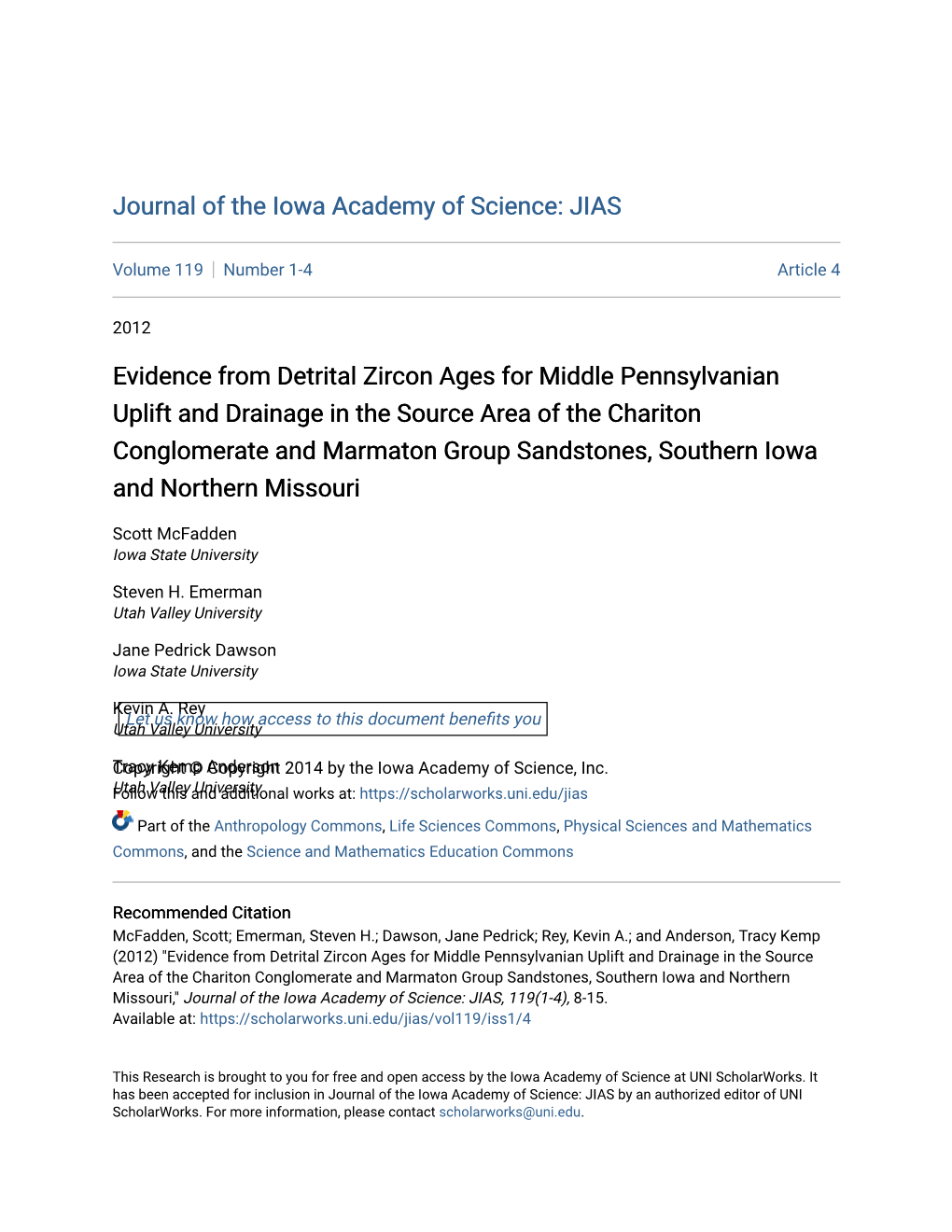 Evidence from Detrital Zircon Ages for Middle Pennsylvanian Uplift And