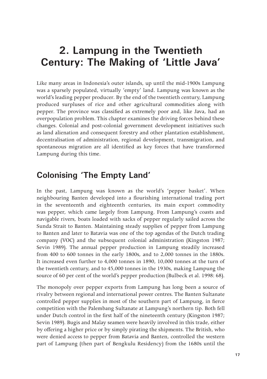 Lampung in the Twentieth Century: the Making of ‘Little Java’