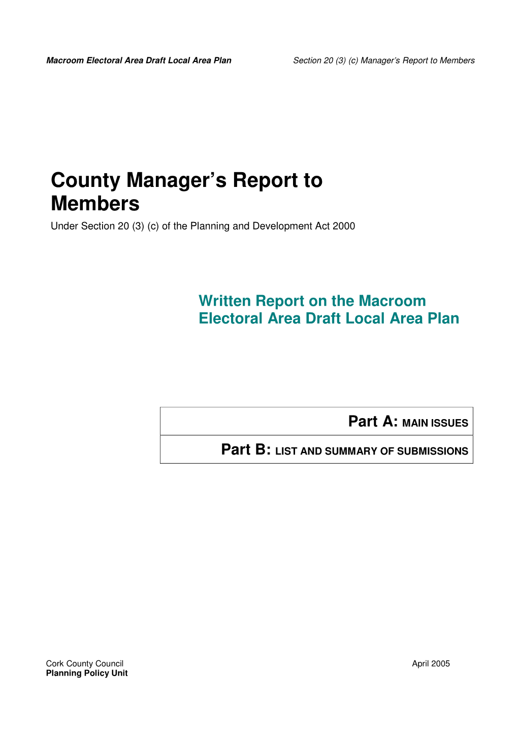 Macroom Electoral Area Managers Report