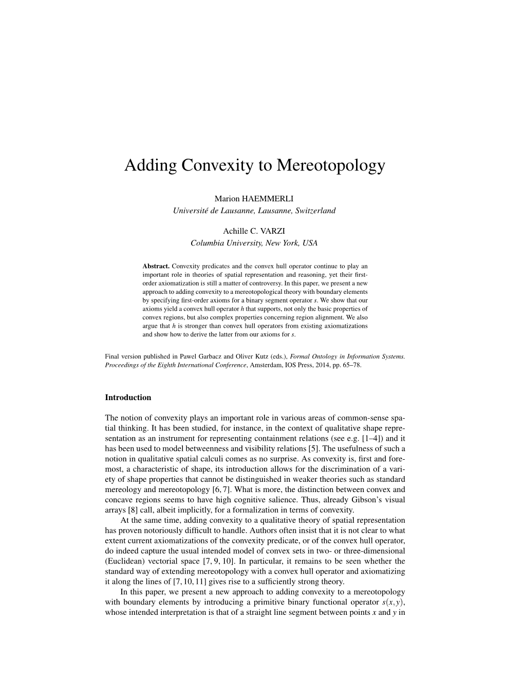 Adding Convexity to Mereotopology