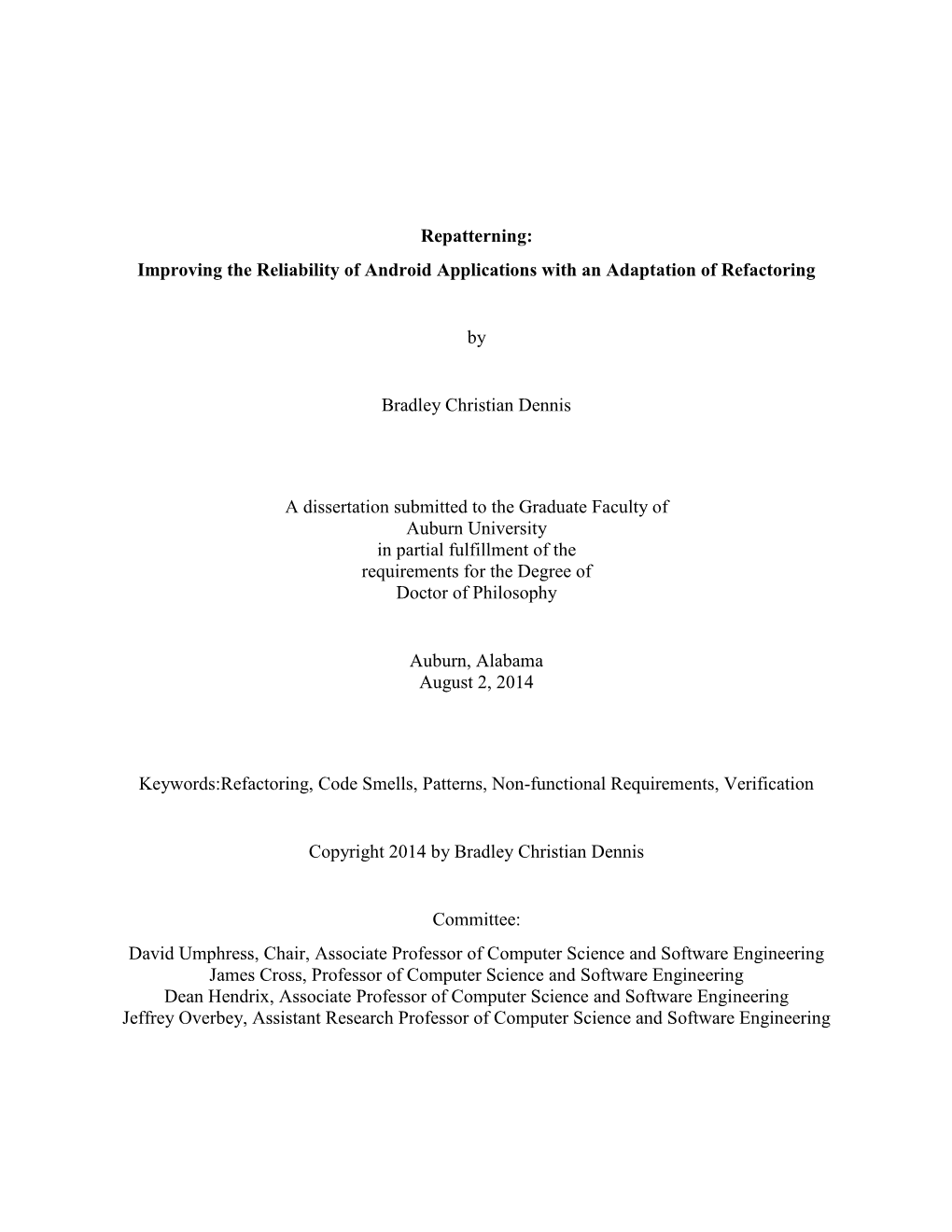 Dissertation Submitted to the Graduate Faculty of Auburn University in Partial Fulfillment of the Requirements for the Degree of Doctor of Philosophy