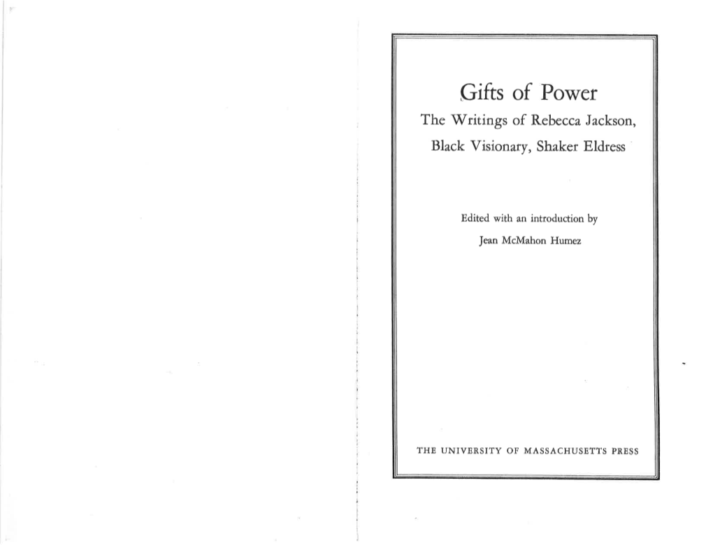 Gifts of Power the Writings of Rebecca Jackson