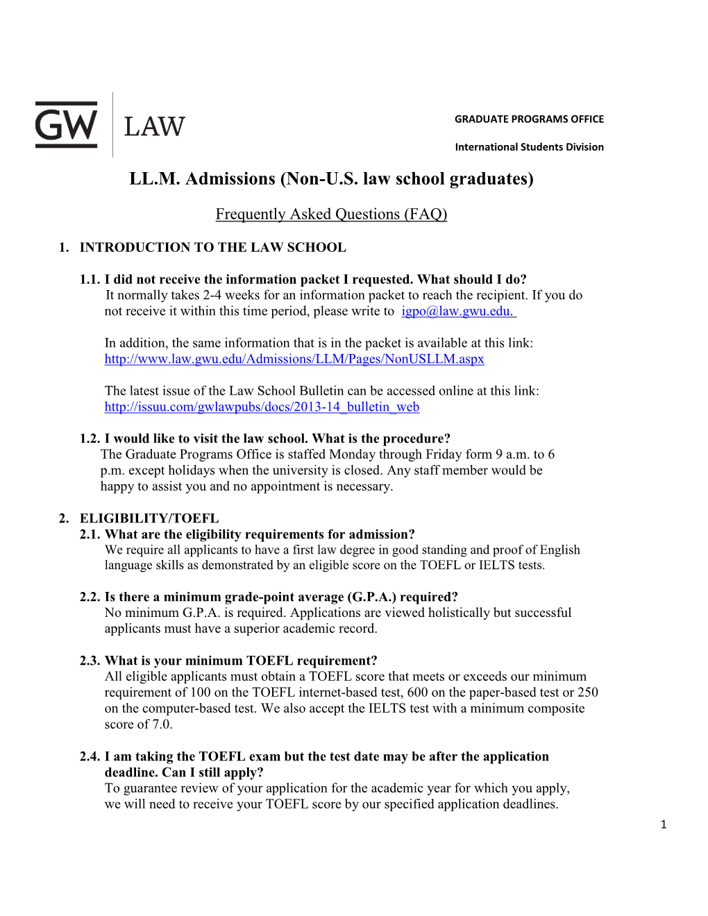 LL.M. Admissions (Non-U.S. Law School Graduates)