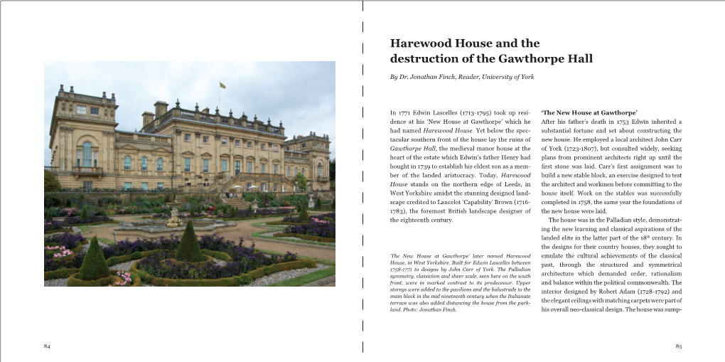 Harewood House and the Destruction of the Gawthorpe Hall