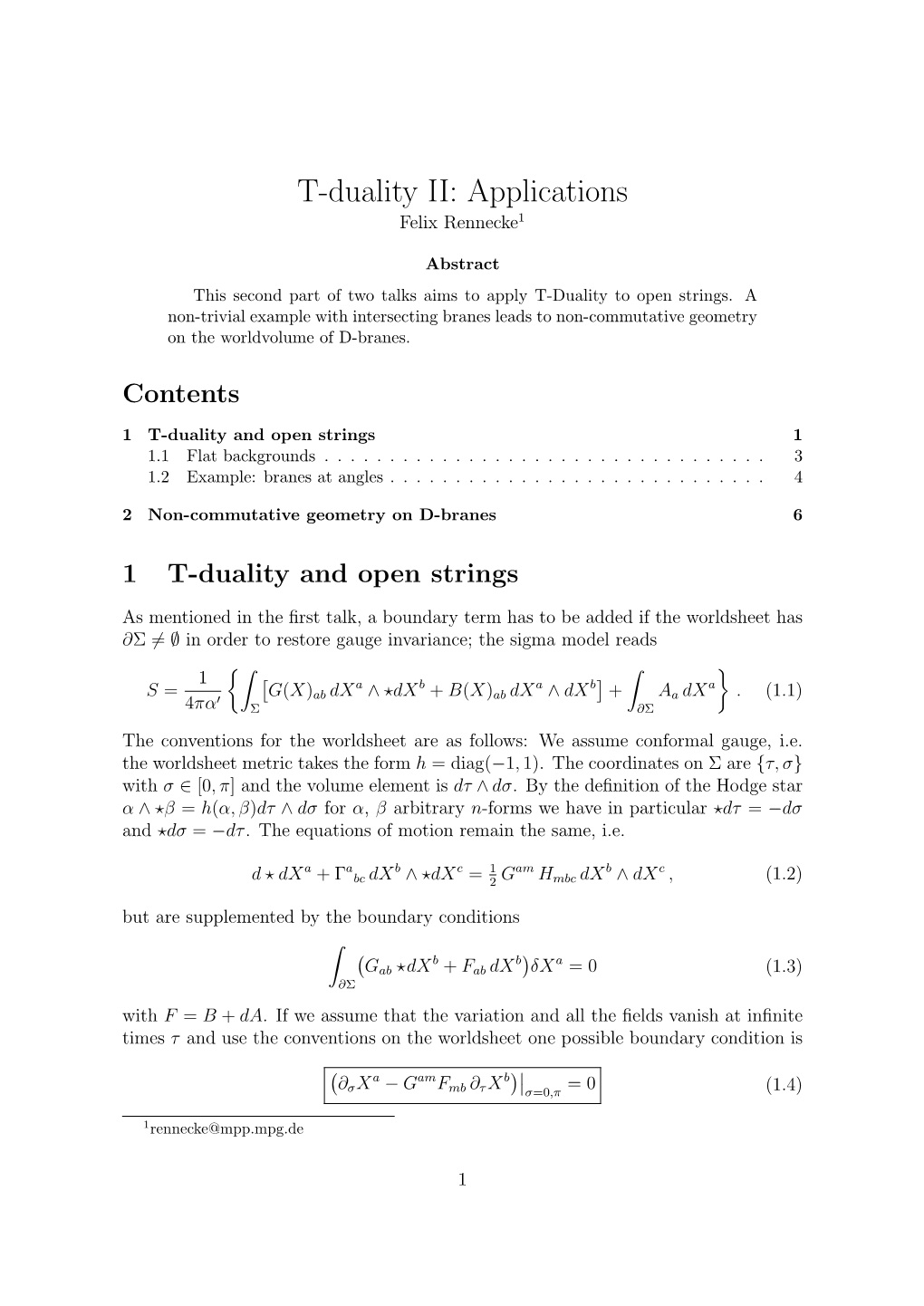 T-Duality II: Applications Felix Rennecke1