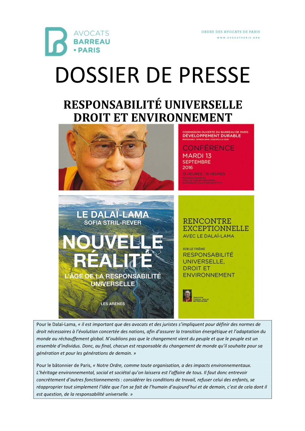 Dossier De Presse Responsabilité Universelle