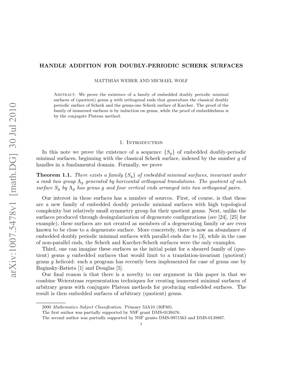 Handle Addition for Doubly-Periodic Scherk Surfaces