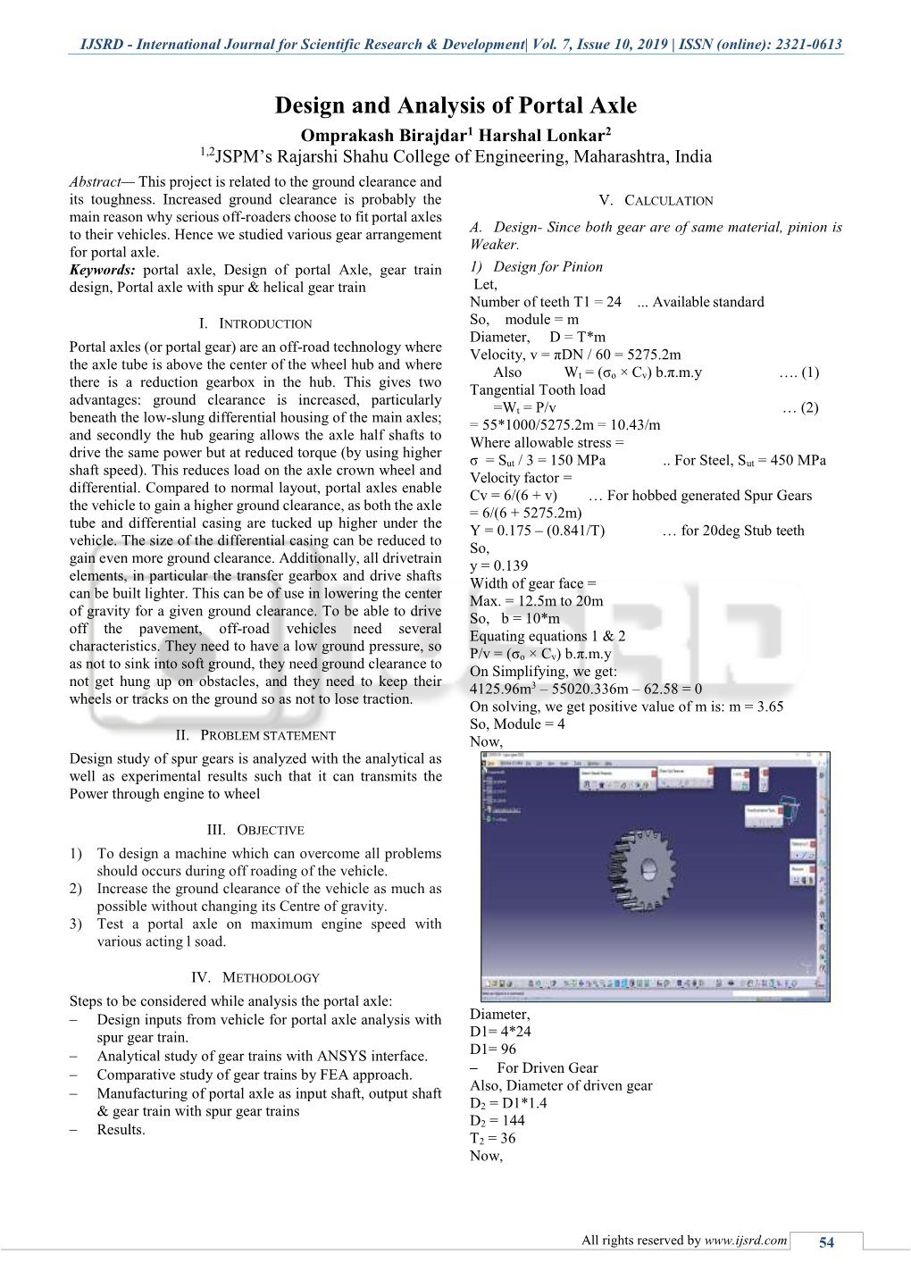 Design and Analysis of Portal Axle