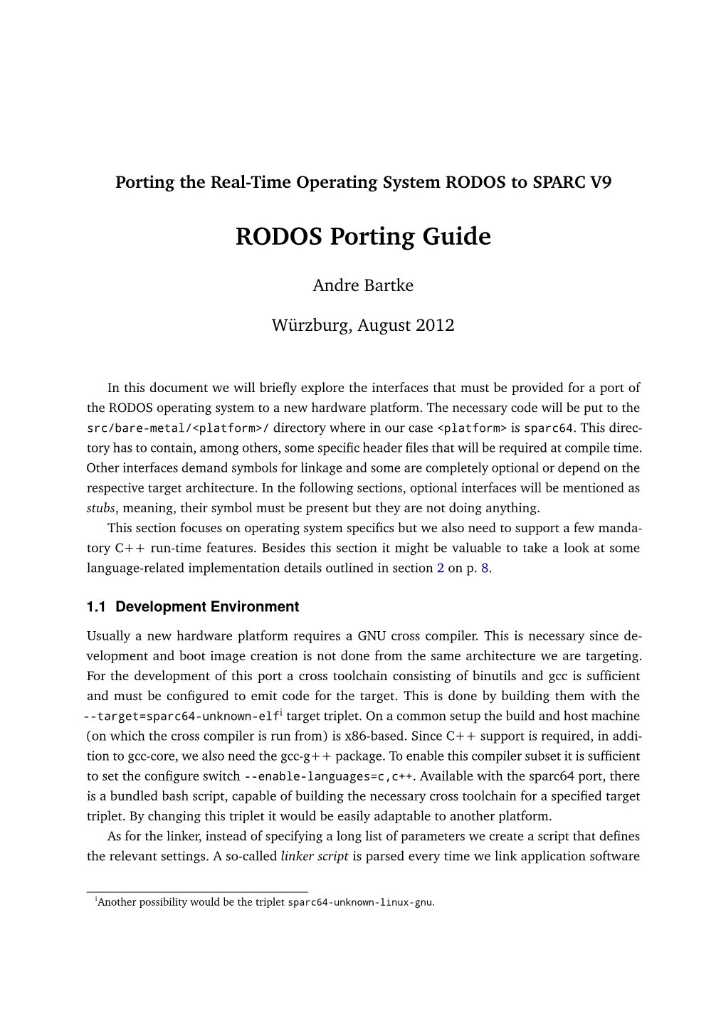 RODOS Porting Guide