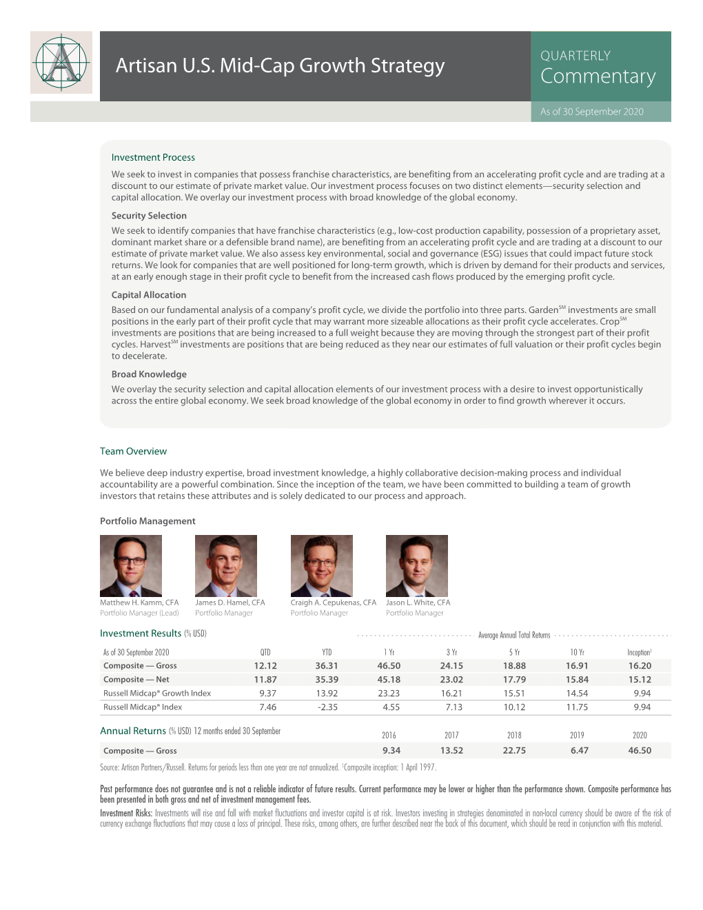 Quarterly Commentary—Artisan U.S. Mid-Cap Growth Strategy