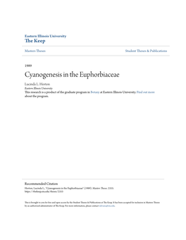 Cyanogenesis in the Euphorbiaceae Lucinda L