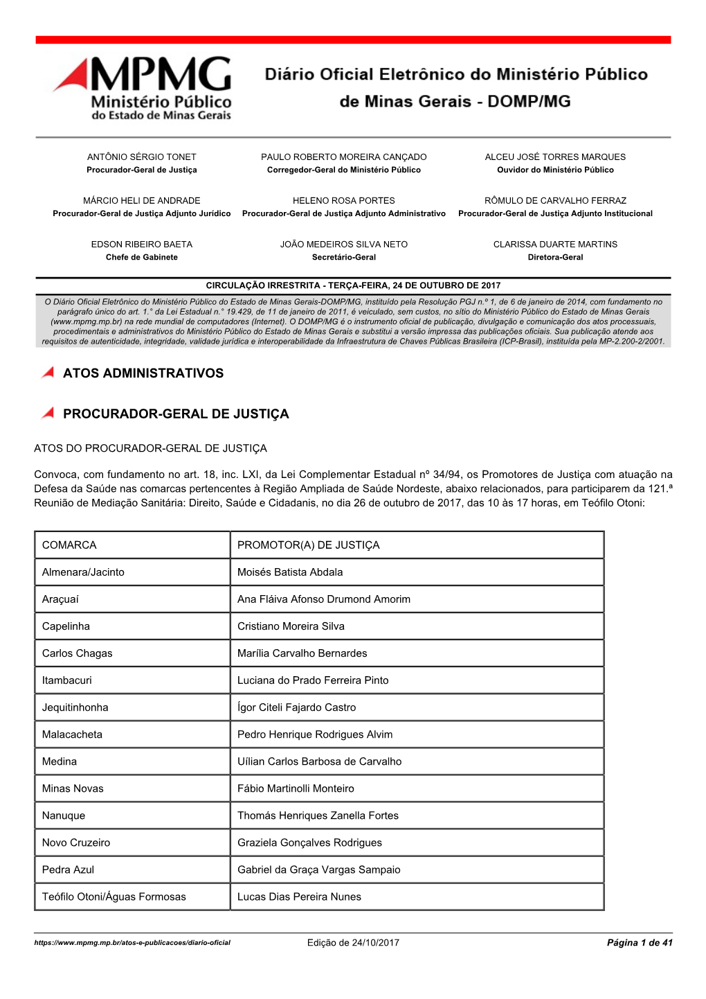 Atos Administrativos Procurador-Geral De Justiça