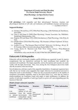 Eukaryotic Cell Organelles