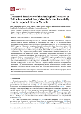 Decreased Sensitivity of the Serological Detection of Feline Immunodeficiency Virus Infection Potentially Due to Imported Geneti