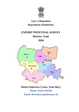 EXPORT POTENTIAL SURVEY District- Tonk 2020