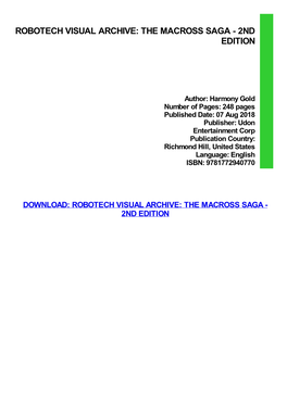Robotech Visual Archive: the Macross Saga - 2Nd Edition
