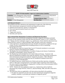 UM Authorization Guideline 02/18 UM PAI 01 Page 1 of 9