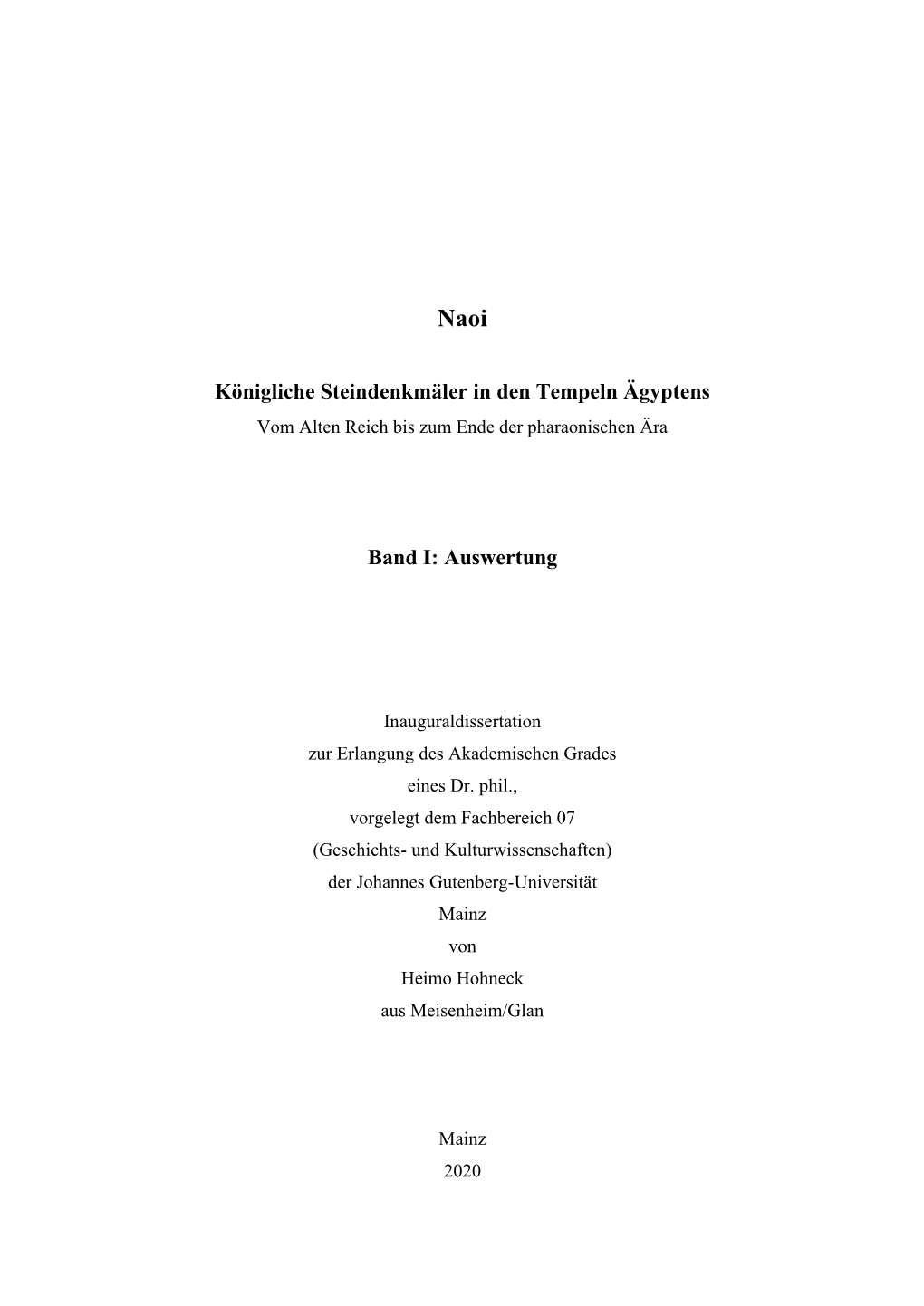 Königliche Steindenkmäler in Den Tempeln Ägyptens Band I: Auswertung