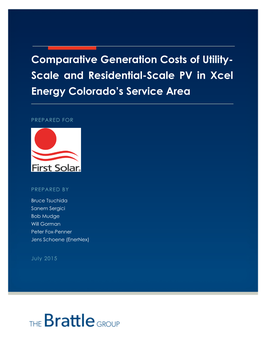 Scale and Residential-Scale PV in Xcel Energy Colorado's Service Area