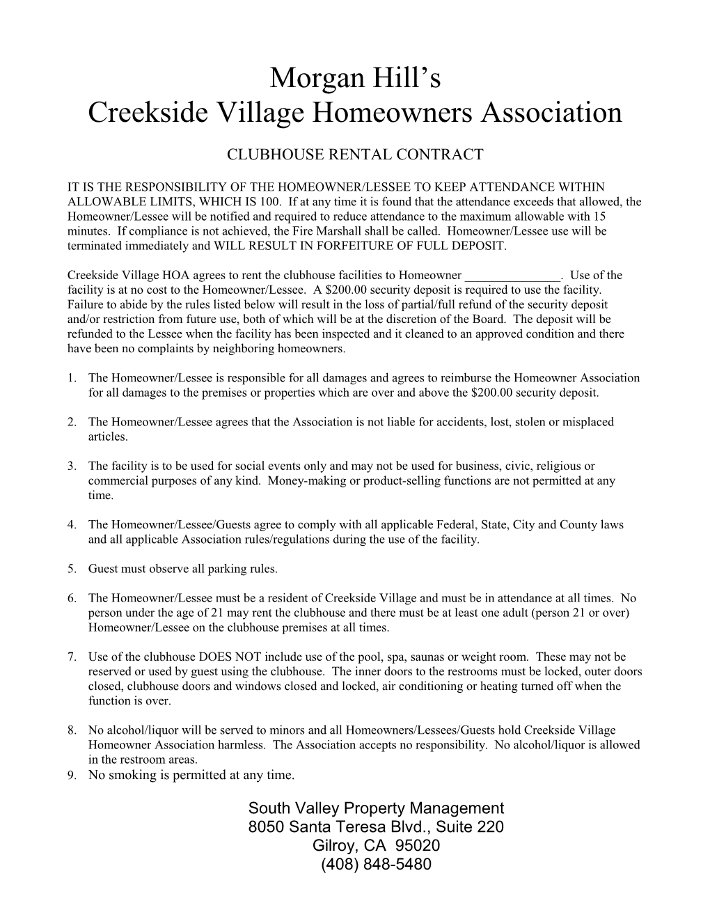 Creekside Village Homeowners Association