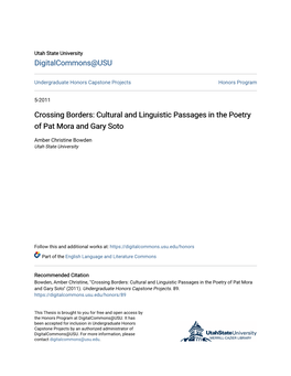Crossing Borders: Cultural and Linguistic Passages in the Poetry of Pat Mora and Gary Soto