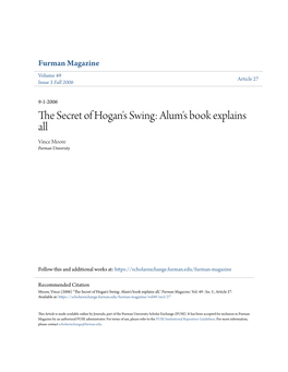 The Secret of Hogan's Swing: Alum's Book Explains All