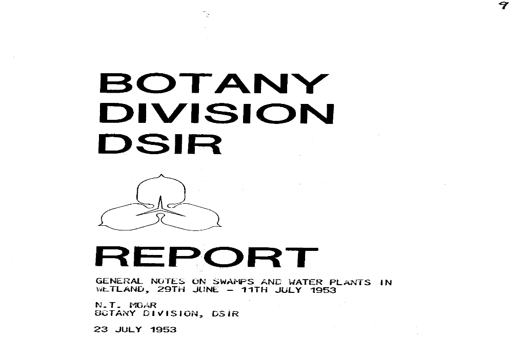 General Notes on Swamps and Water Plants in Westland, 29Th June