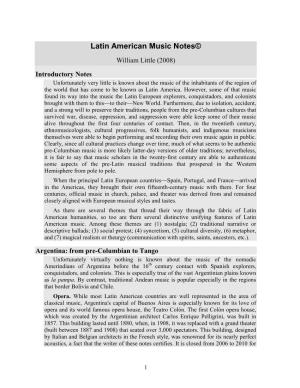 Latin American Music Notes© William Little (2008)