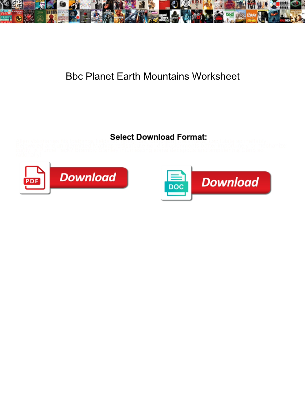 Bbc Planet Earth Mountains Worksheet