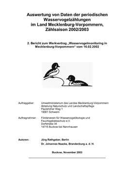 Bericht Wasservogelzählung Mecklenburg-Vorpommern 2002/2003