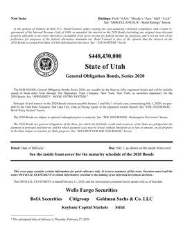 State of Utah General Obligation Bonds, Series 2020 (PDF)