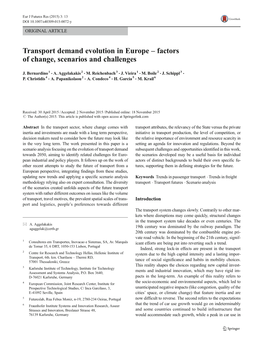 Transport Demand Evolution in Europe – Factors of Change, Scenarios and Challenges